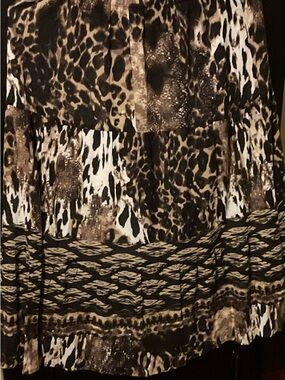 Laura Scott Brown Black Cream Animal Print A-Line Skirt